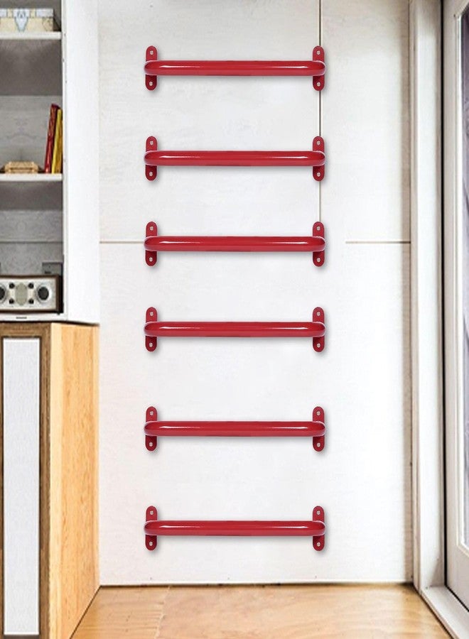 Purife 17 Inch 6 Pieces Red Metal Safety Handles for Outdoor Playground Accessories - Playset Handles, Swing Sets Attachment Grab Bars, Kids Hand Grips Monkey Bar for Playhouse, Treehouse, Jungle Gym - Image 4